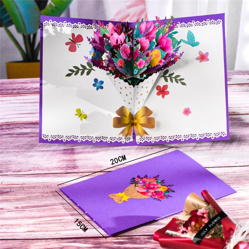 3D Pop-Up Flower Bouquet Cards