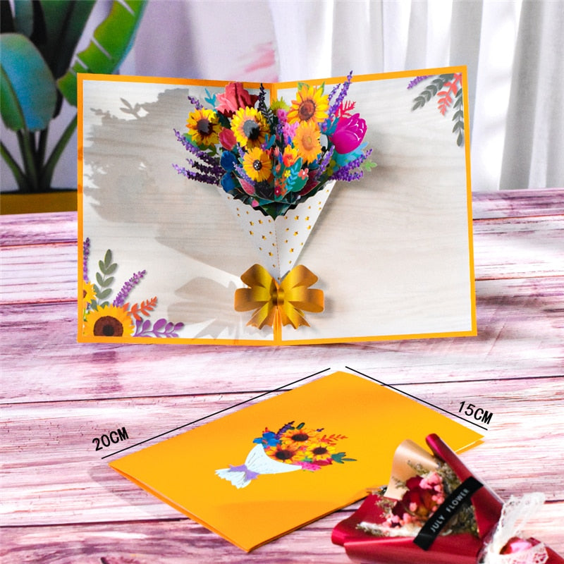 3D Pop-Up Flower Bouquet Cards